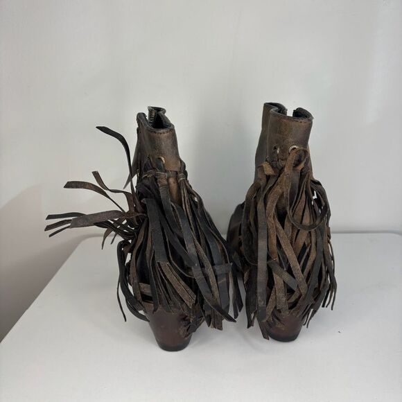 Stetson- Brown Cowboy Boots with Fringe - Picture 4 of 5